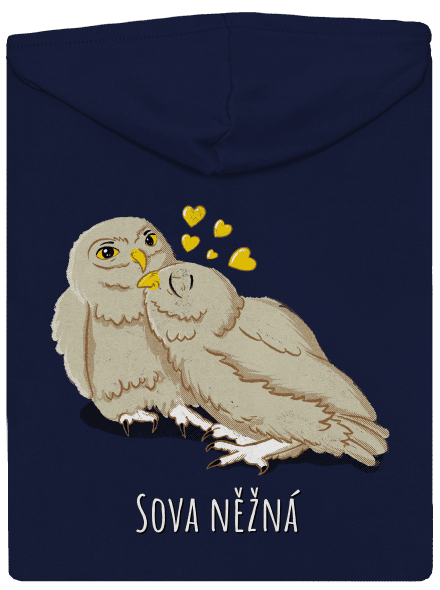 Sova něžná pánská mikina na zip Navy