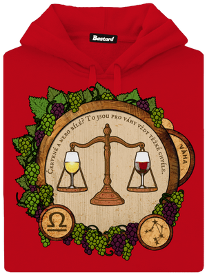 Vinný horoskop: Váha pánská mikina klokanka Red