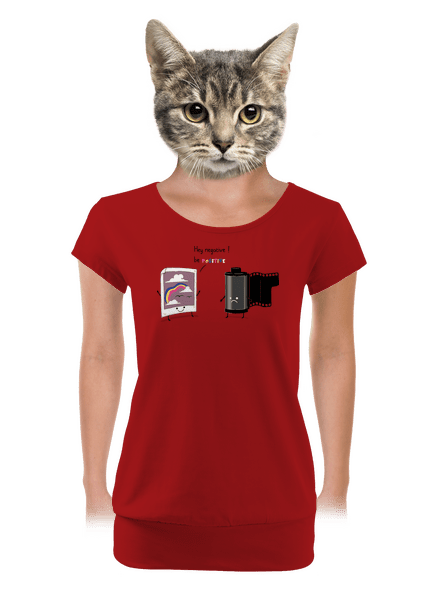 Buď pozitivní dámské tričko s lemem Red Mal