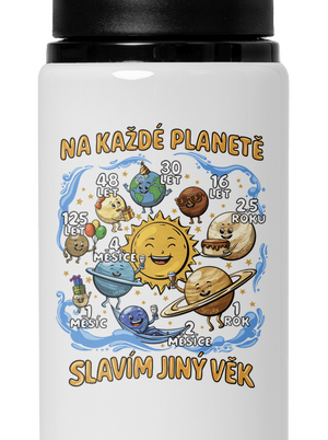 Věk na planetách lahev na vodu White
