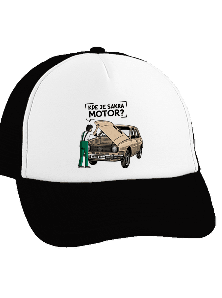 Kde je motor? kšiltovka truckerka Black cap