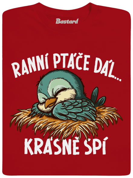 Ranní ptáče spí pánské dlouhý rukáv Red