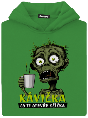 Zombie kávička dětská mikina klokanka Kelly Green AWD