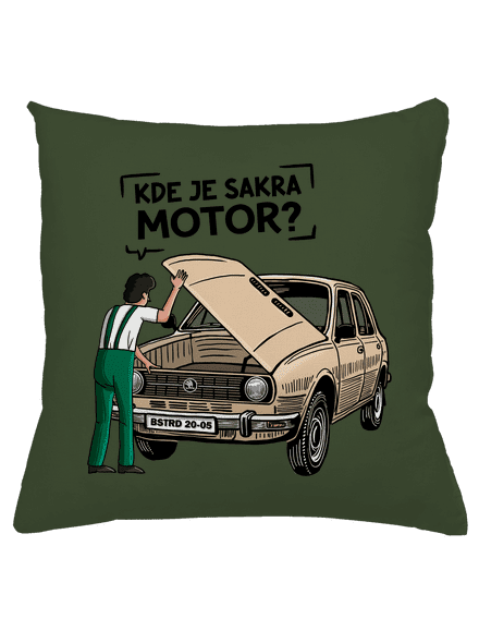 Kde je motor? polštář Olive Green