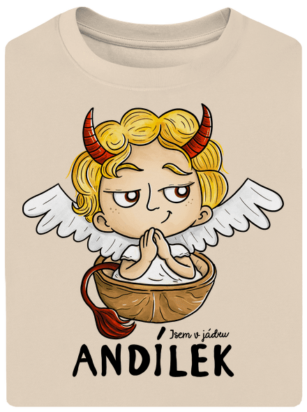 Andílek unisex tričko oversized Almond