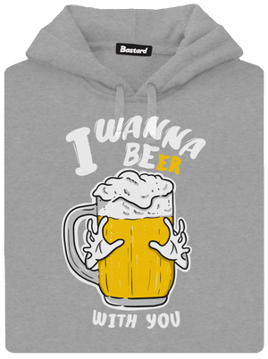 I wanna beer pánská mikina klokanka Light Melange