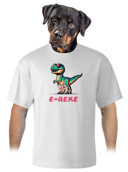 E-Rexe unisex tričko oversized White