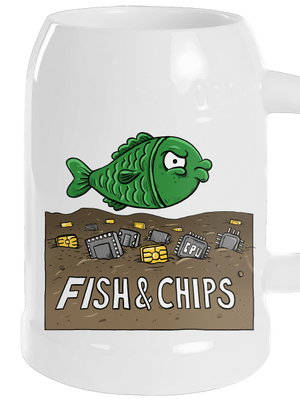Fish and IT chips půllitr White