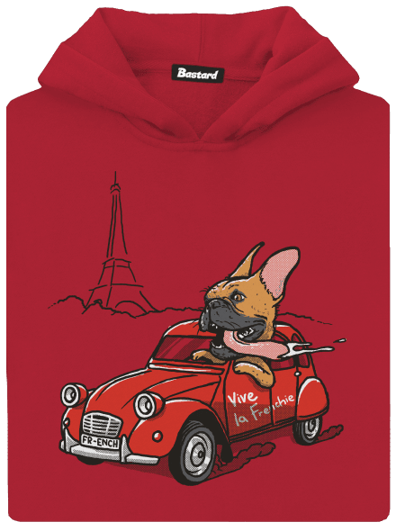Francouzský buldoček dětská mikina klokanka Fire Red