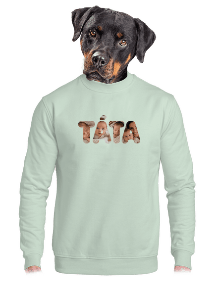 Nápis táta z vlastních fotek unisex mikina bez kapuce Blush Mint
