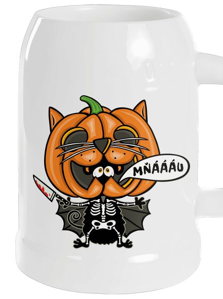 Halloweenská kočička půllitr White