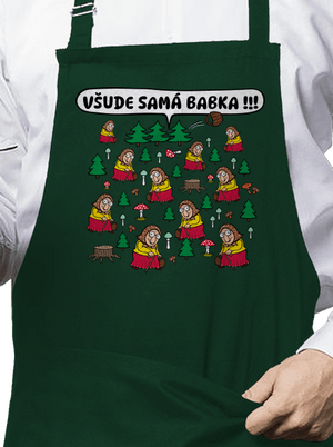 Všude samá babka zástěra Bottle Green