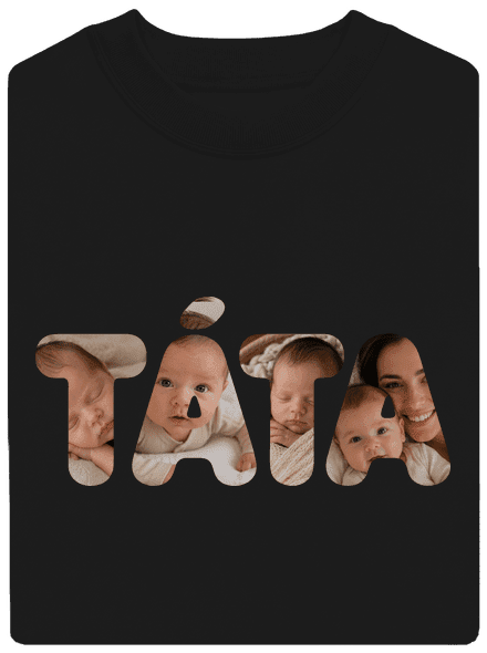 Nápis táta z vlastních fotek unisex mikina bez kapuce Black
