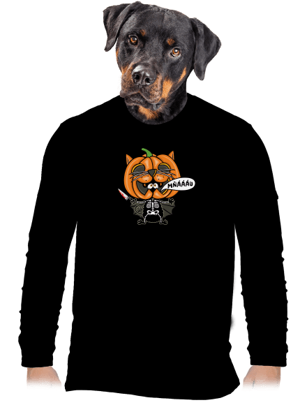 Halloweenská kočička pánské dlouhý rukáv Black
