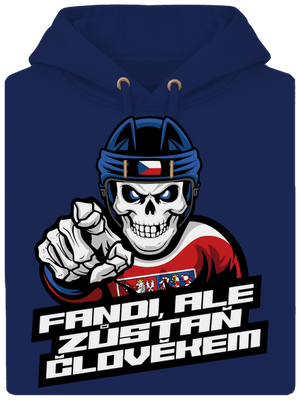 Fandi, ale zůstaň člověkem unisex mikina premium Navy