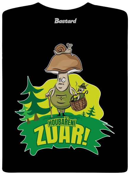 Houbaření zdar dětské tričko Black