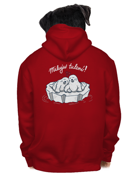 Miluju tulení pánská mikina na zip Red