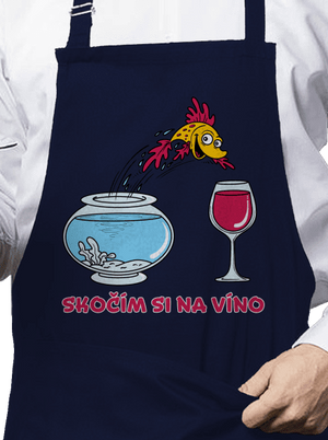 Skočím si na víno zástěra Navy