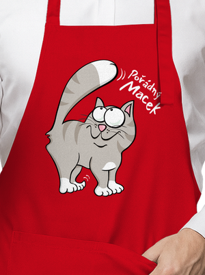 Macek a Micina zástěra Red