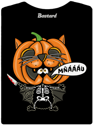Halloweenská kočička dámské tričko s lemem Black