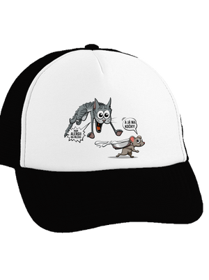Alergická kočka a myš kšiltovka truckerka Black cap
