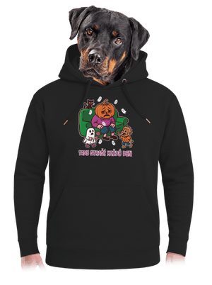 Tady straší každý den unisex mikina premium Dark Black