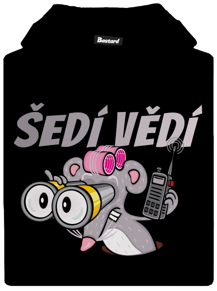 Šedí vědí - myš dětská mikina klokanka Black