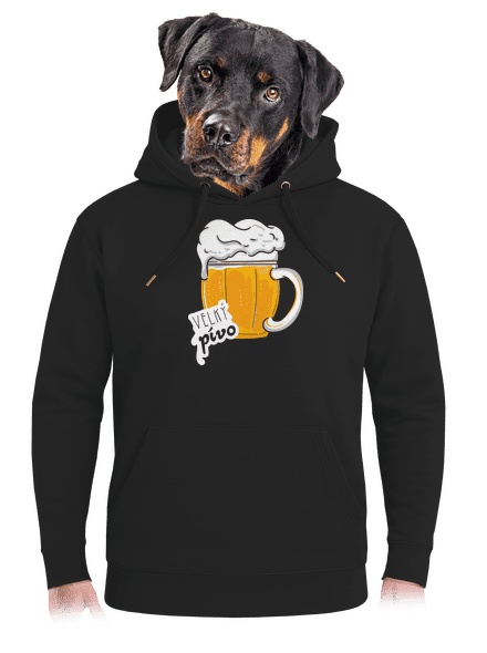 Velký a malý pívo unisex mikina premium Dark Black
