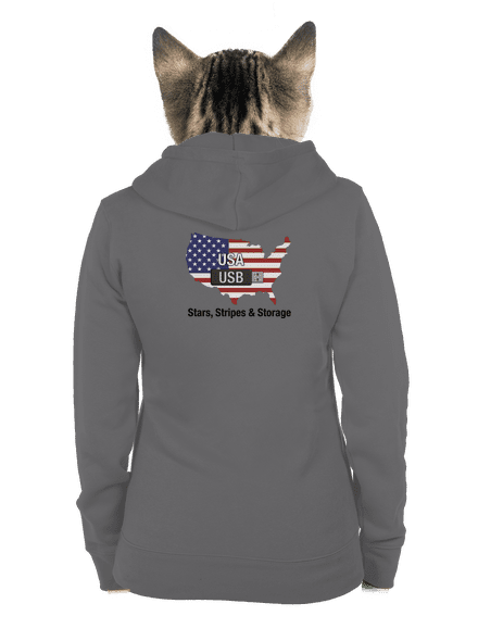 USA a USB dámská mikina na zip Steel Gray