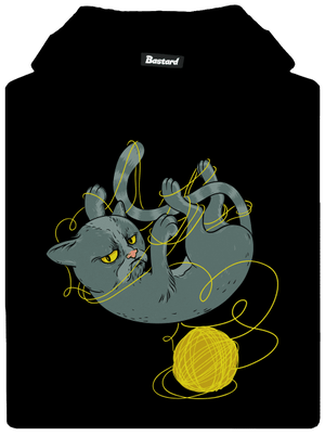 Nevrlý kocour dětská mikina klokanka Black