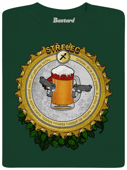 Pivní horoskop: Střelec pánské tričko Bottle Green