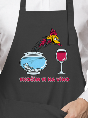 Skočím si na víno zástěra Dark Grey
