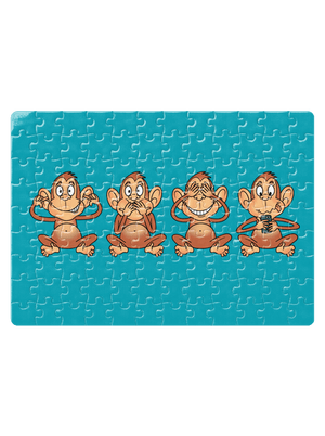 Opička s mobilem puzzle White