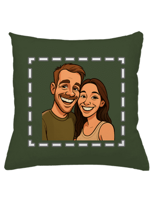 Karikatura z vlastní fotky polštář Olive Green