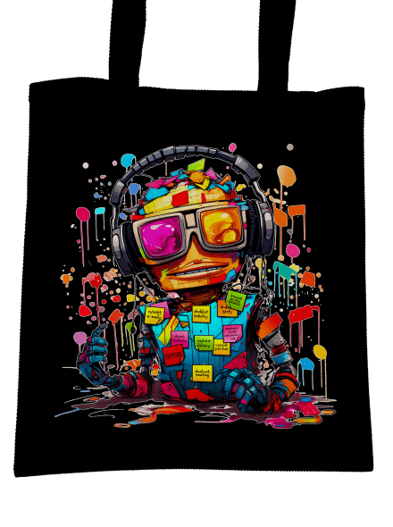 Workaholic robot taška Black