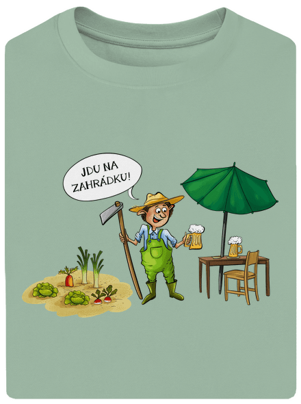 Jdu na zahrádku unisex tričko oversized Sage