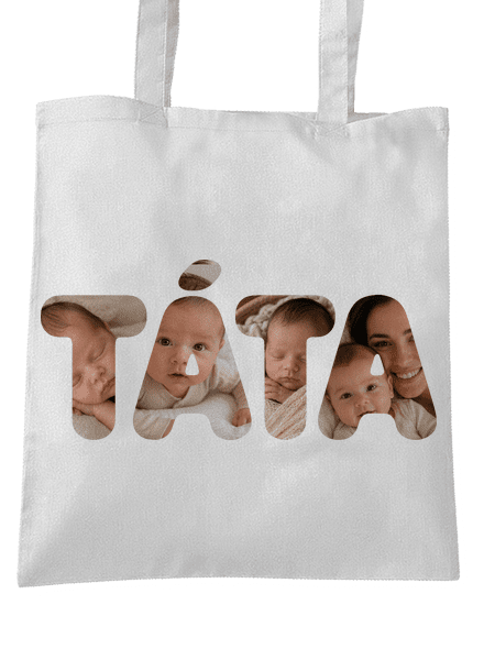 Nápis táta z vlastních fotek taška White