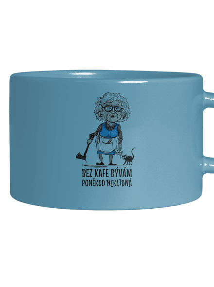 Neklidná bez kafe hrnek makronka Blue Macaron