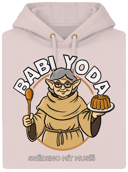 Babi Yoda unisex mikina premium Rose Chalk