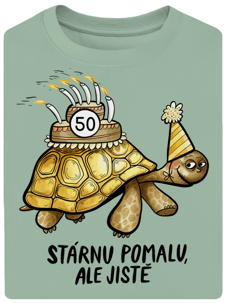 Stárnu pomalu unisex tričko oversized Sage