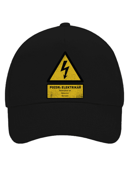 Pozor elektrikář kšiltovka baseballka Black