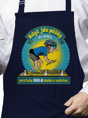 Závislost na kole zástěra Navy