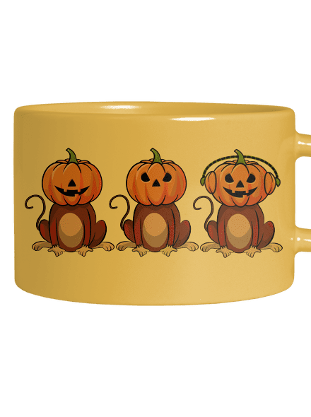 Halloween opičky hrnek makronka Yellow Macaron