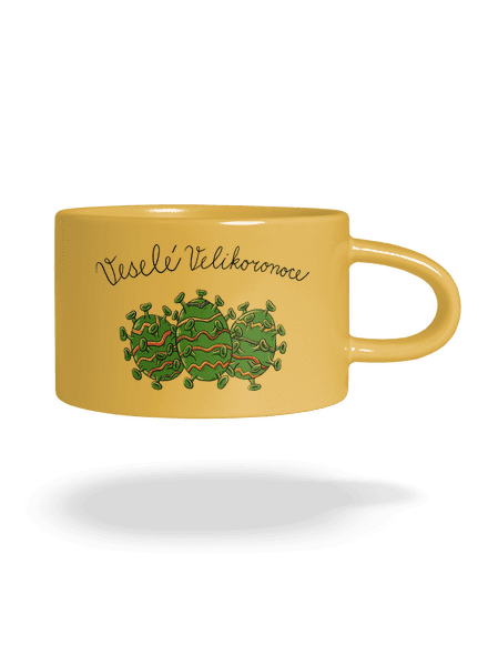 Veselé Velikoronoce hrnek makronka Yellow Macaron