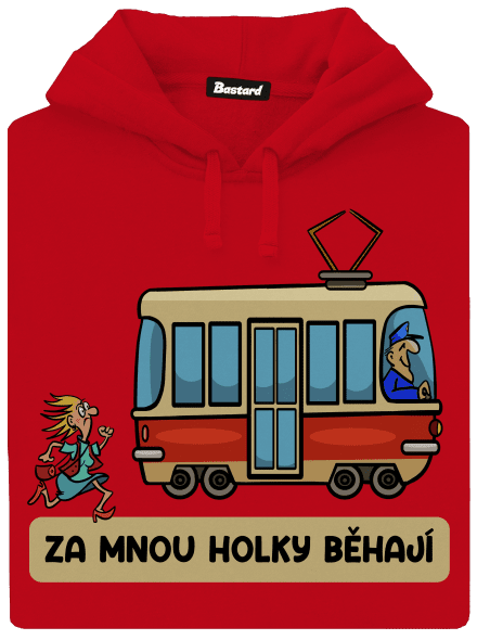 Za mnou holky běhají pánská mikina klokanka Red