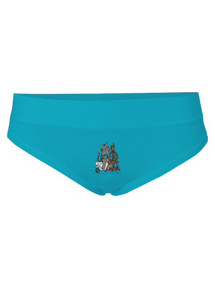 Kočka přede dámské kalhotky Turquoise