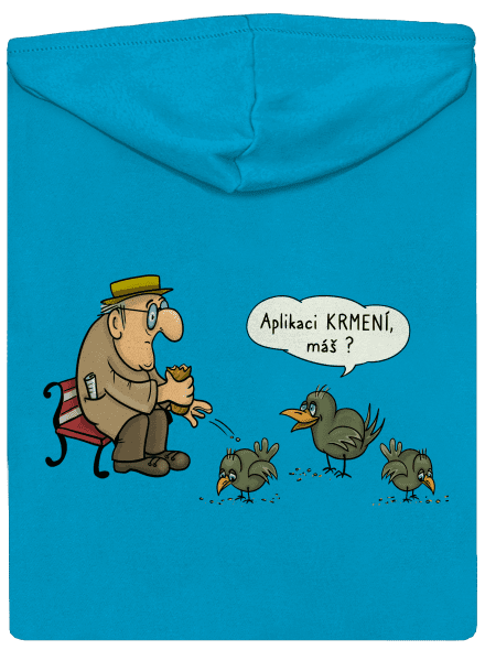 Aplikace Krmení dámská mikina na zip Blue Atol