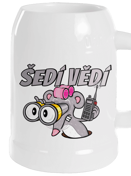 Šedí vědí - myš půllitr White