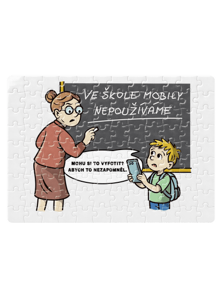 Mobily ve škole puzzle White