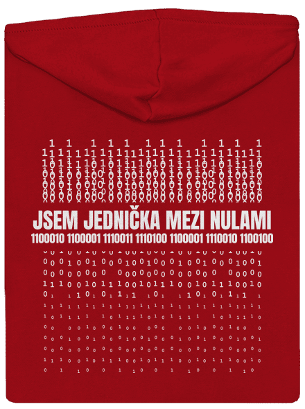 Jednička mezi nulami pánská mikina na zip Red